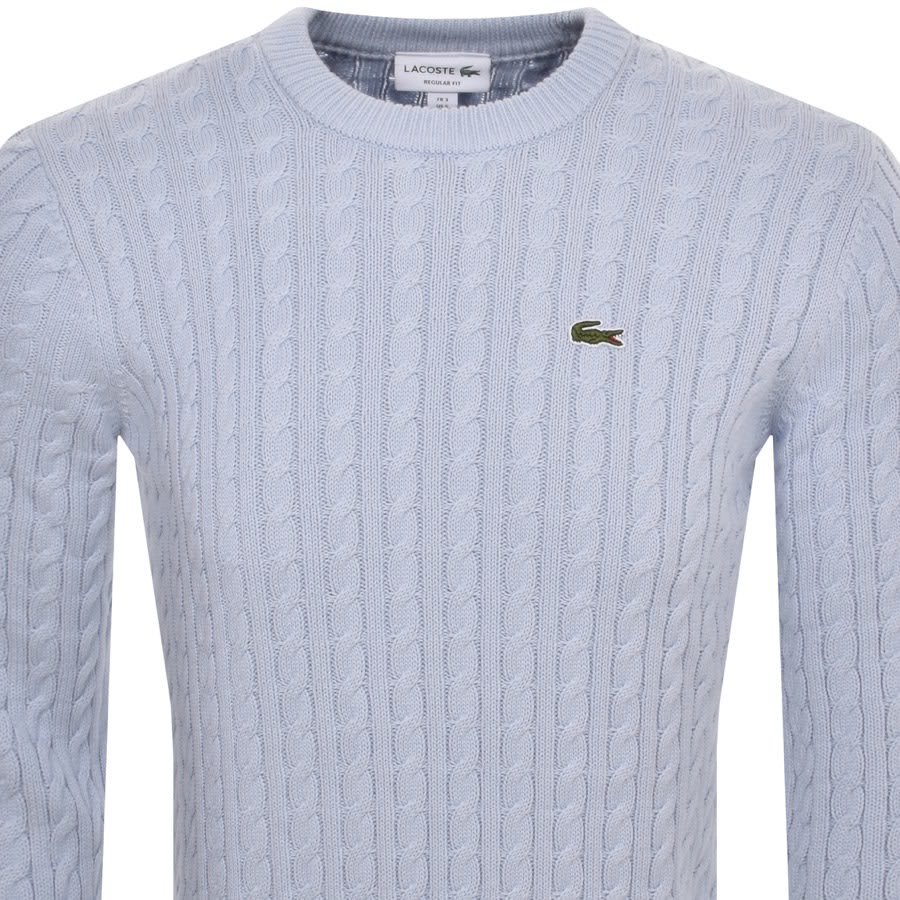 Image number 2 for Lacoste Cable Knit Jumper Blue