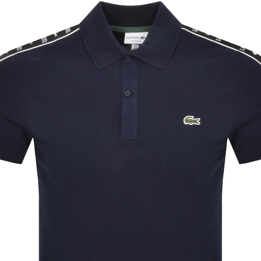 Image number 2 for Lacoste Taped Logo Polo T Shirt Navy