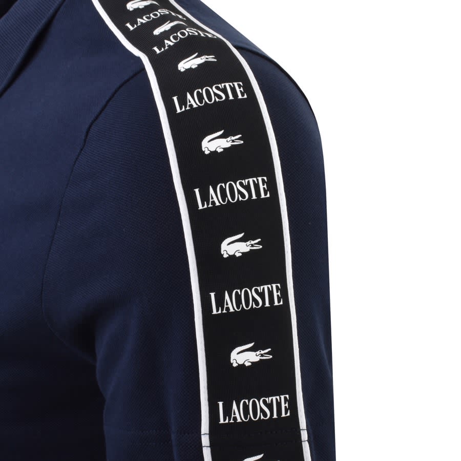 Image number 3 for Lacoste Taped Logo Polo T Shirt Navy