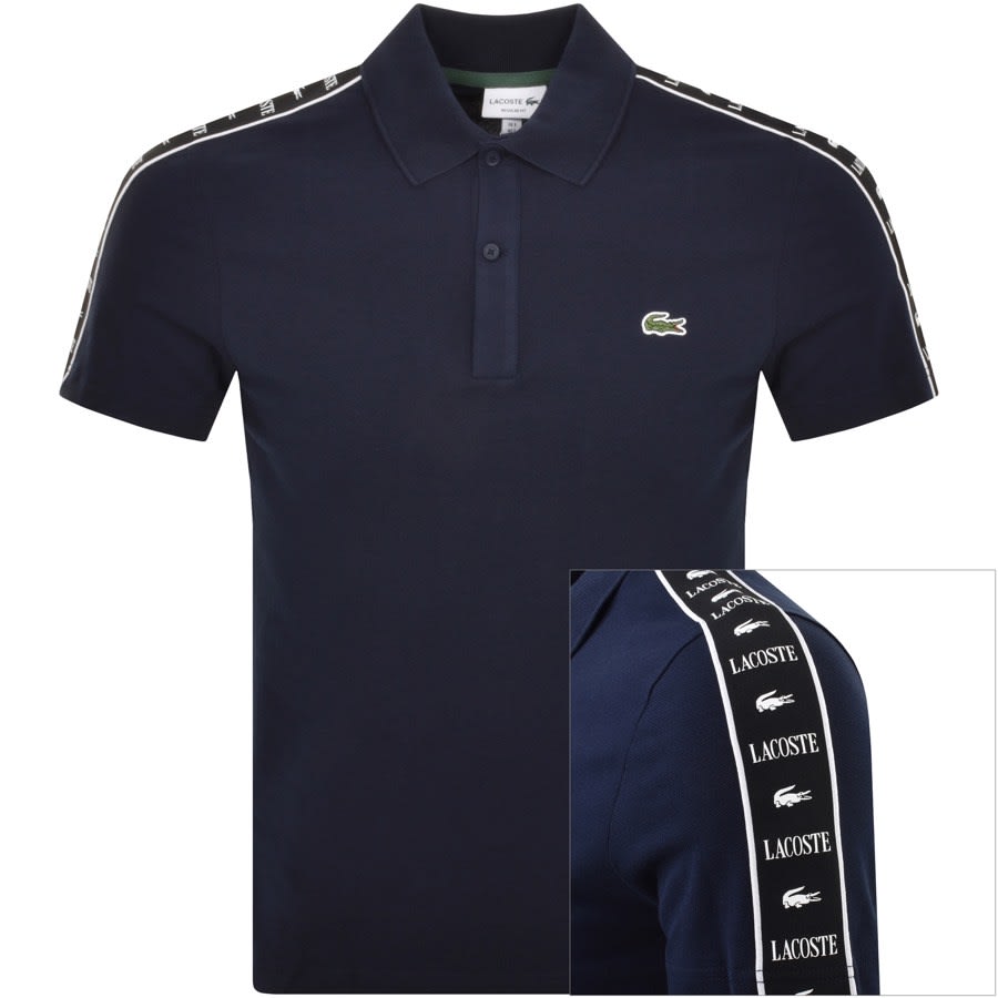 Image number 1 for Lacoste Taped Logo Polo T Shirt Navy