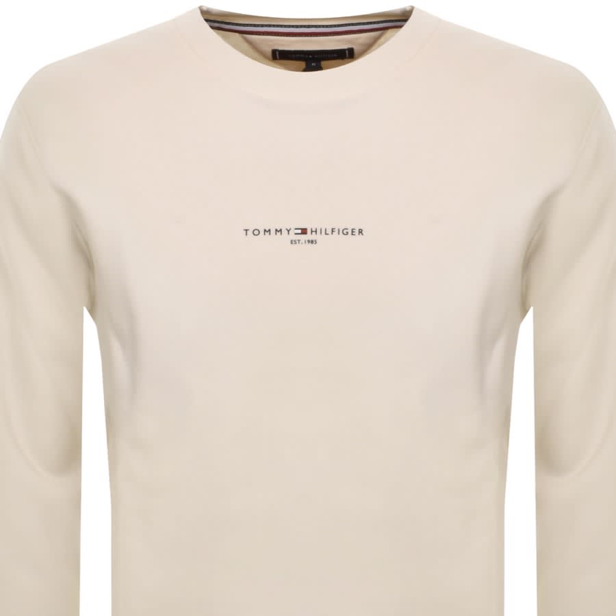Image number 2 for Tommy Hilfiger Logo Tipped Sweatshirt Cream