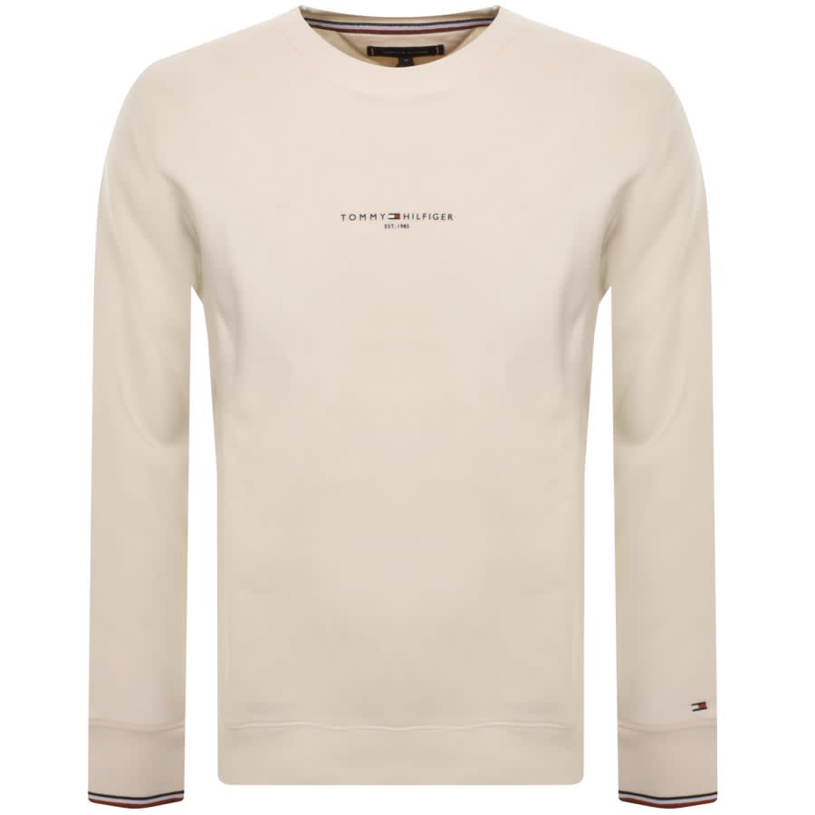 Image number 1 for Tommy Hilfiger Logo Tipped Sweatshirt Cream