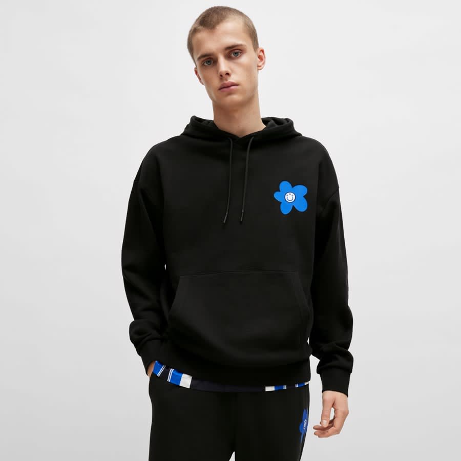 Black and discount blue hoodie