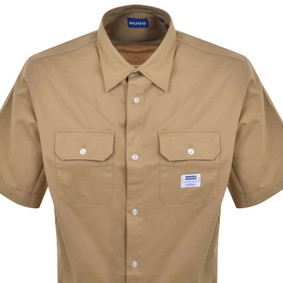 Image number 2 for HUGO Blue Short Sleeve Ekyno Shirt Beige