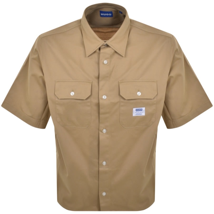 Image number 1 for HUGO Blue Short Sleeve Ekyno Shirt Beige