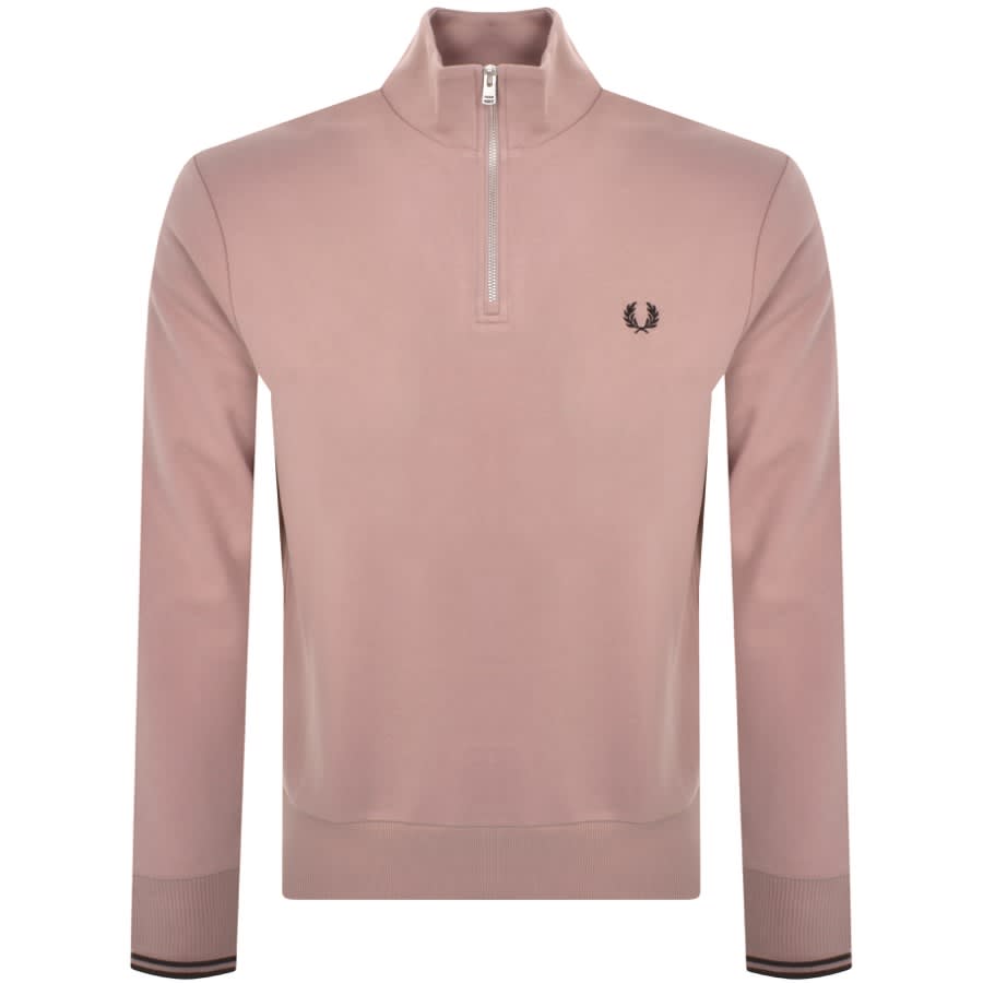 Image number 1 for Fred Perry Half Zip Sweatshirt Dark Pink
