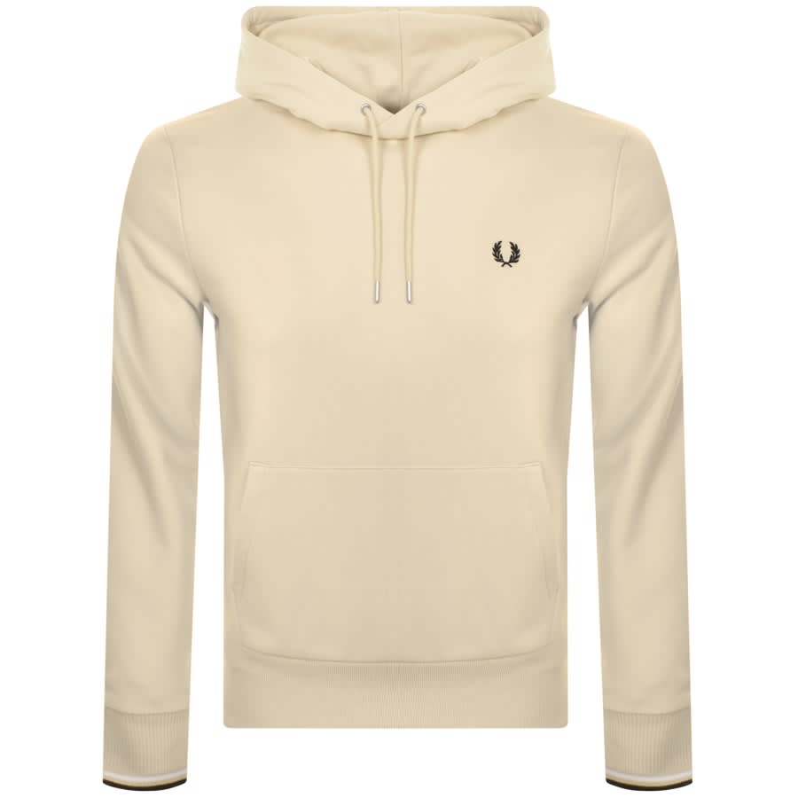 Image number 1 for Fred Perry Tipped Logo Hoodie Oatmeal