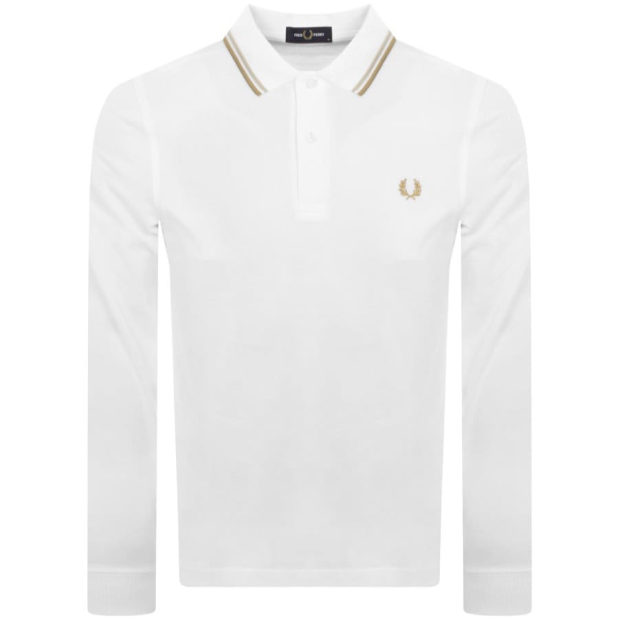 Image number 1 for Fred Perry Long Sleeved Polo T Shirt White