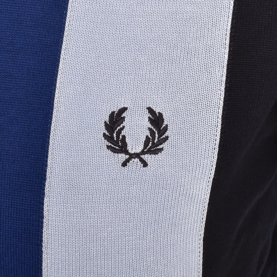 Image number 3 for Fred Perry Stripe Fine Knit T Shirt Navy