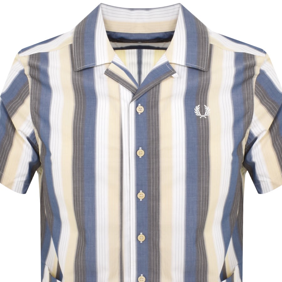 Image number 2 for Fred Perry Ombre Stripe Collar Shirt Blue