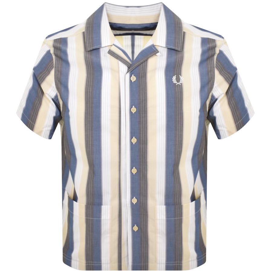 Image number 1 for Fred Perry Ombre Stripe Collar Shirt Blue
