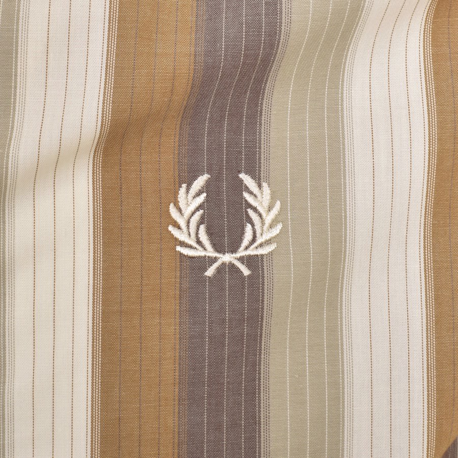 Image number 3 for Fred Perry Ombre Stripe Collar Shirt Brown