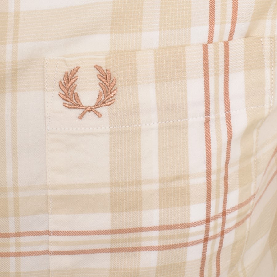 Image number 3 for Fred Perry Long Sleeved Tartan Shirt Cream