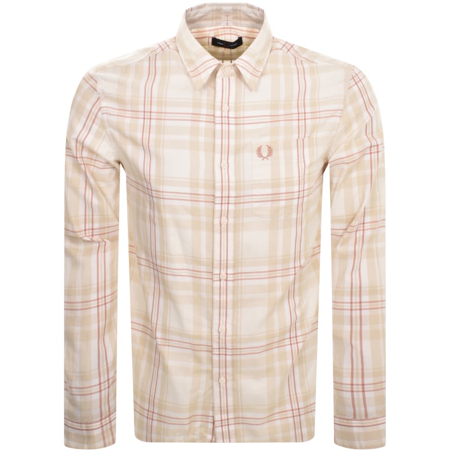 Image number 1 for Fred Perry Long Sleeved Tartan Shirt Cream