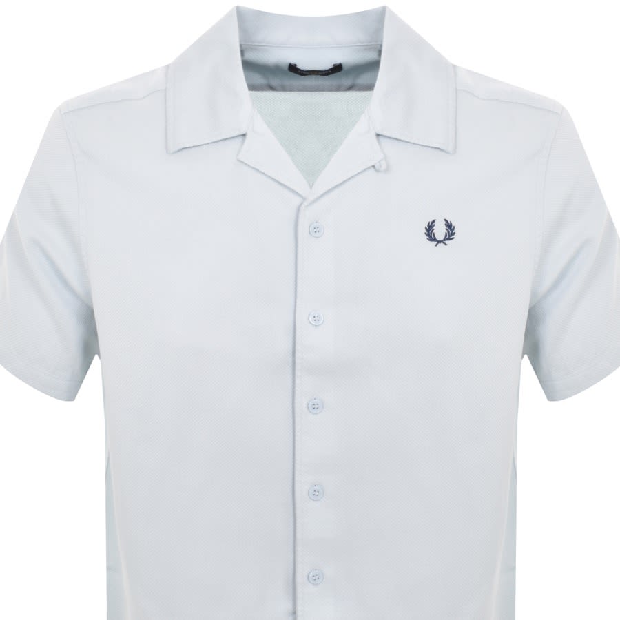 Image number 2 for Fred Perry Pique Textured Collar Shirt Blue