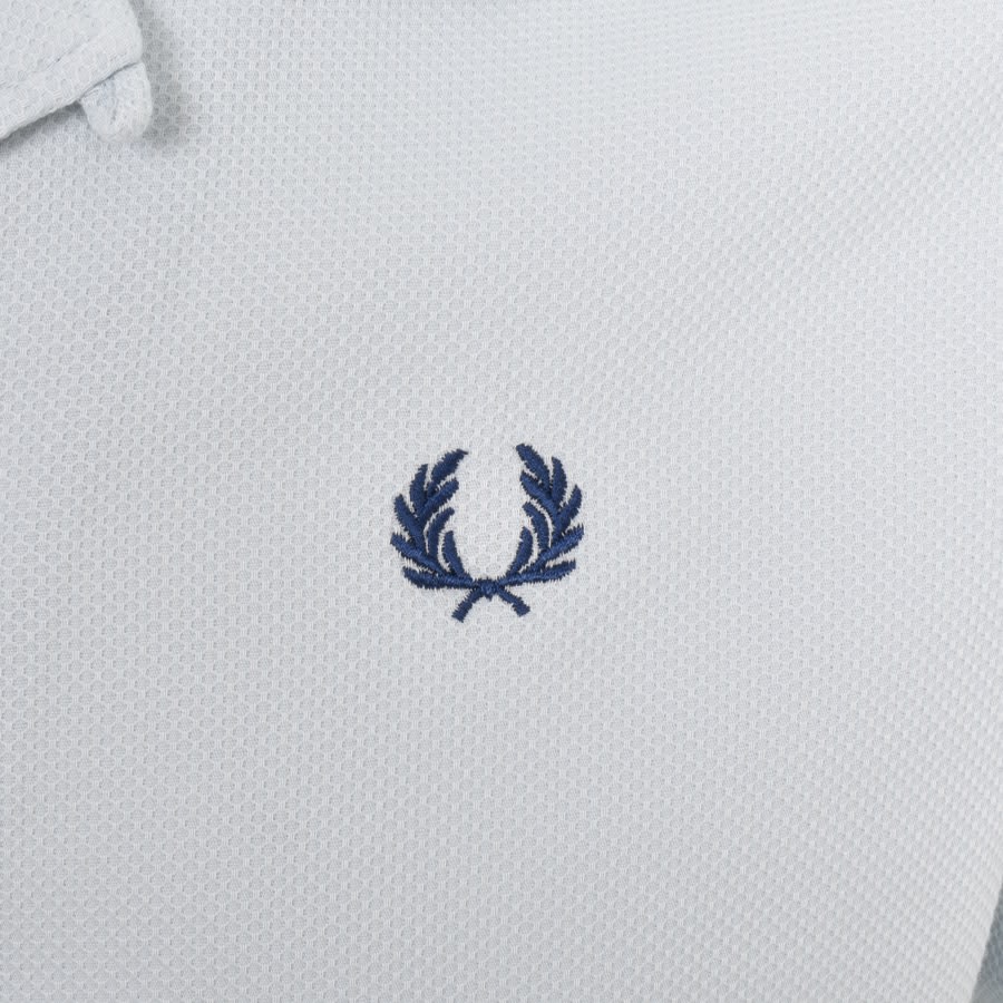 Image number 3 for Fred Perry Pique Textured Collar Shirt Blue