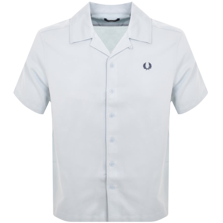 Image number 1 for Fred Perry Pique Textured Collar Shirt Blue