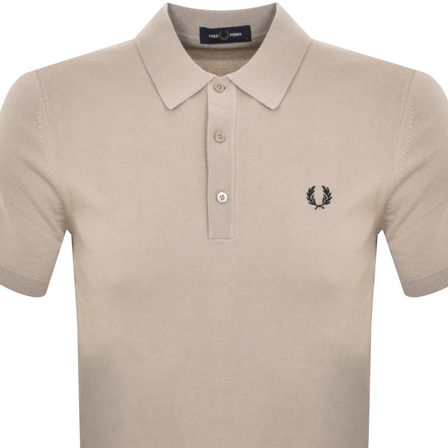 Image number 2 for Fred Perry Knitted Polo T Shirt Beige