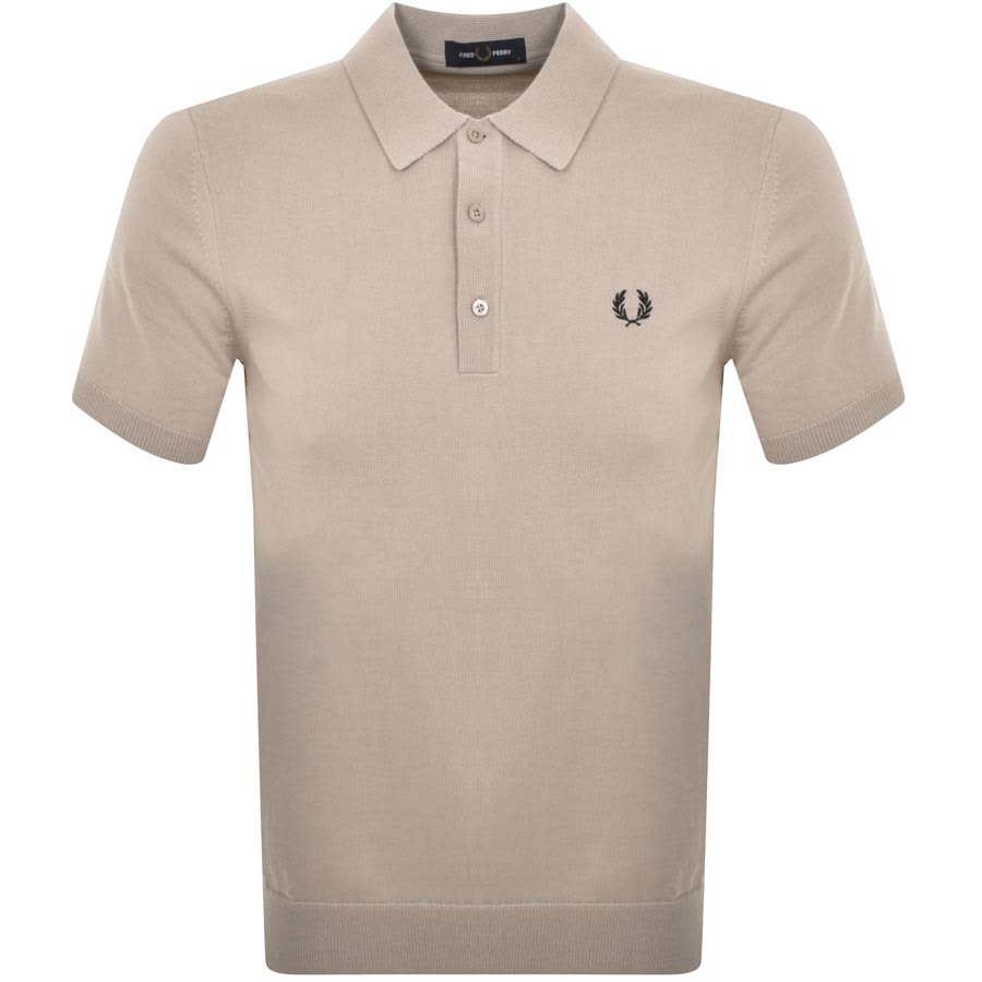 Image number 1 for Fred Perry Knitted Polo T Shirt Beige
