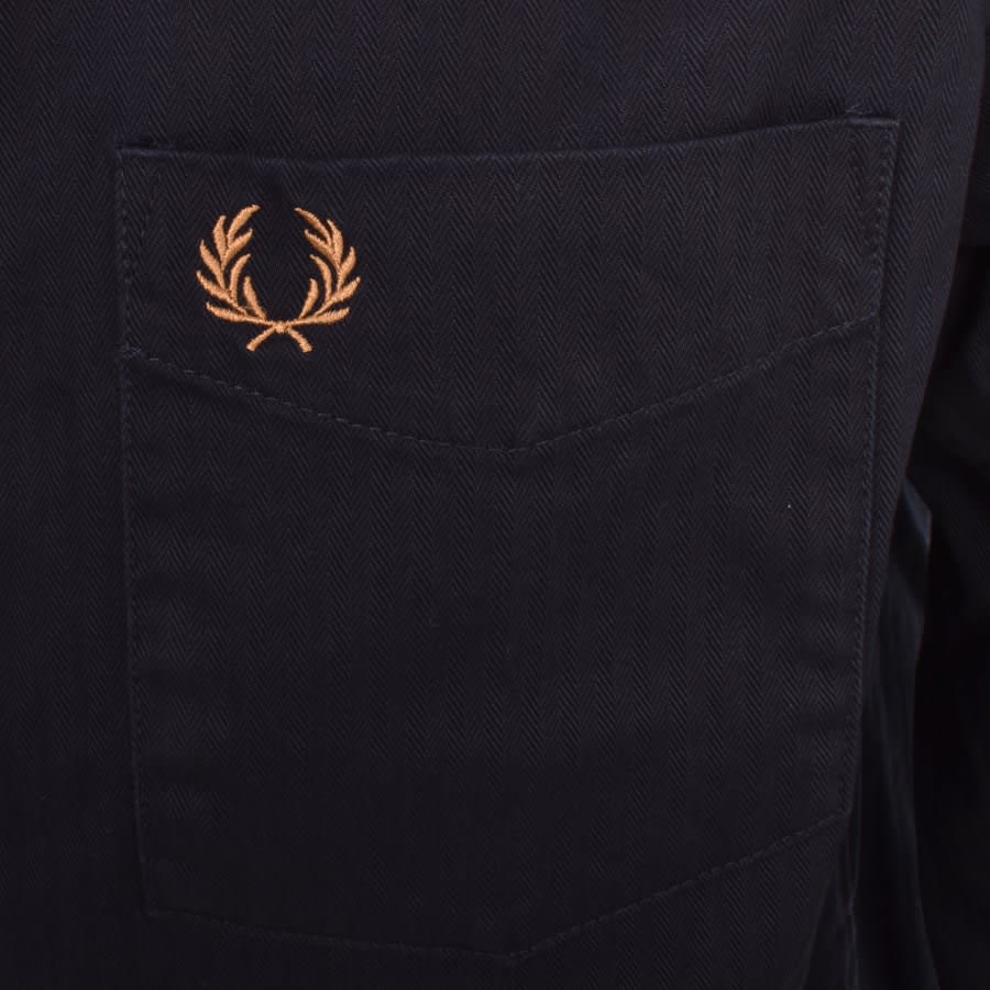 Image number 3 for Fred Perry Herringbone Overshirt Navy