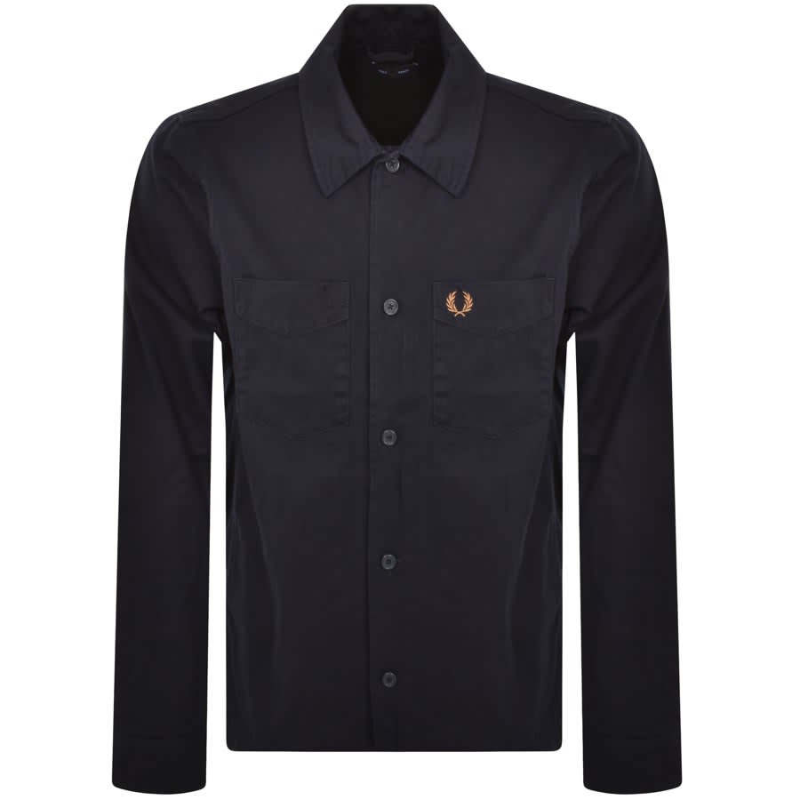 Image number 1 for Fred Perry Herringbone Overshirt Navy