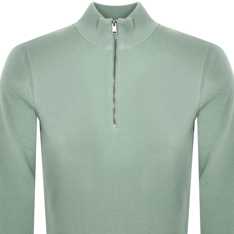 Image number 2 for BOSS Ebrando Half Zip Knit Jumper Green