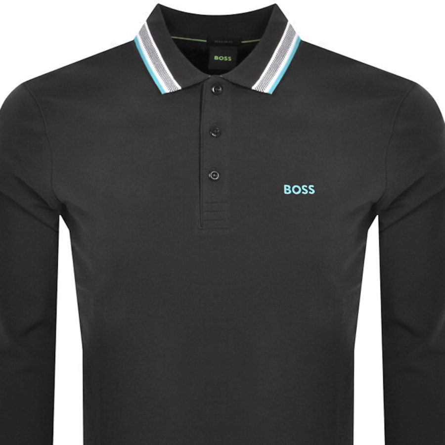 Image number 2 for BOSS Plisy Long Sleeve Polo T Shirt Grey