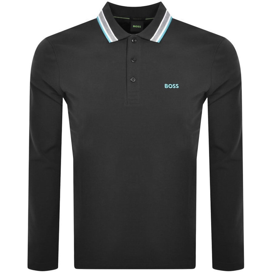 Image number 1 for BOSS Plisy Long Sleeve Polo T Shirt Grey