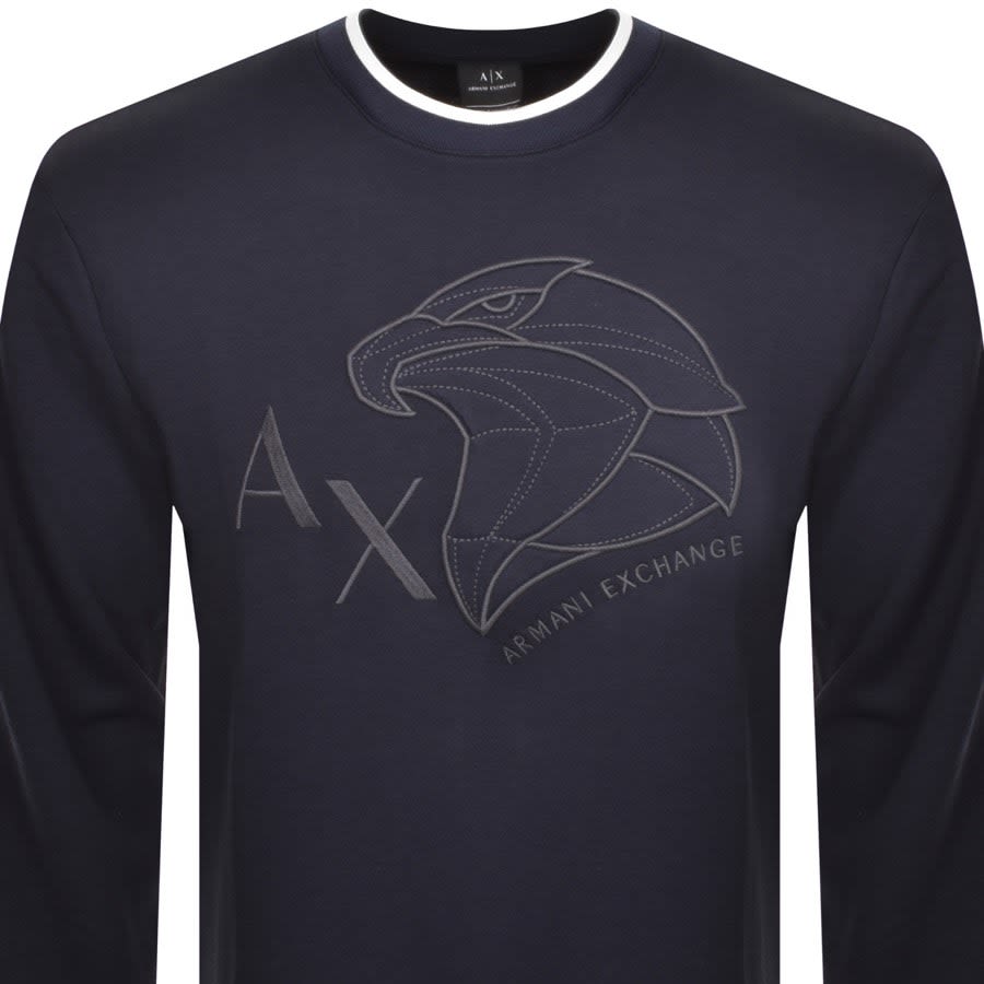 Image number 2 for Armani Exchange Crew Neck Logo Sweatshirt Navy
