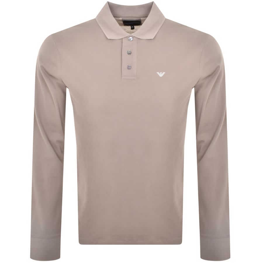 Image number 1 for Emporio Armani Long Sleeved Polo T Shirt Brown