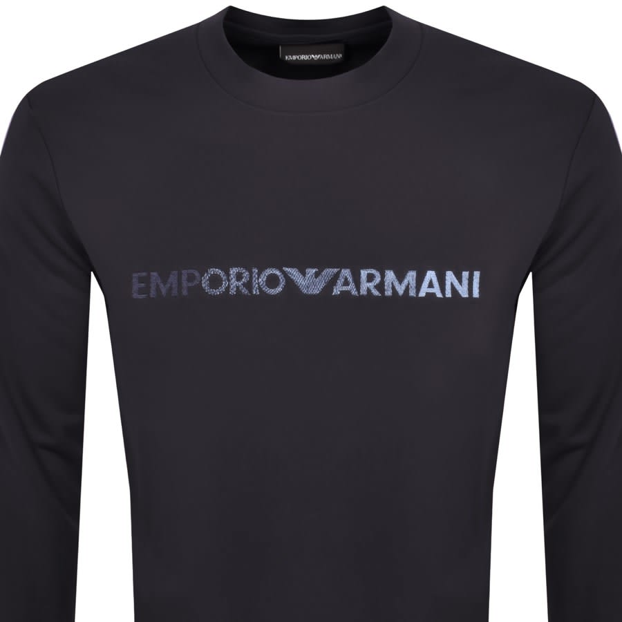 Image number 2 for Emporio Armani Crew Neck Logo Sweatshirt Navy
