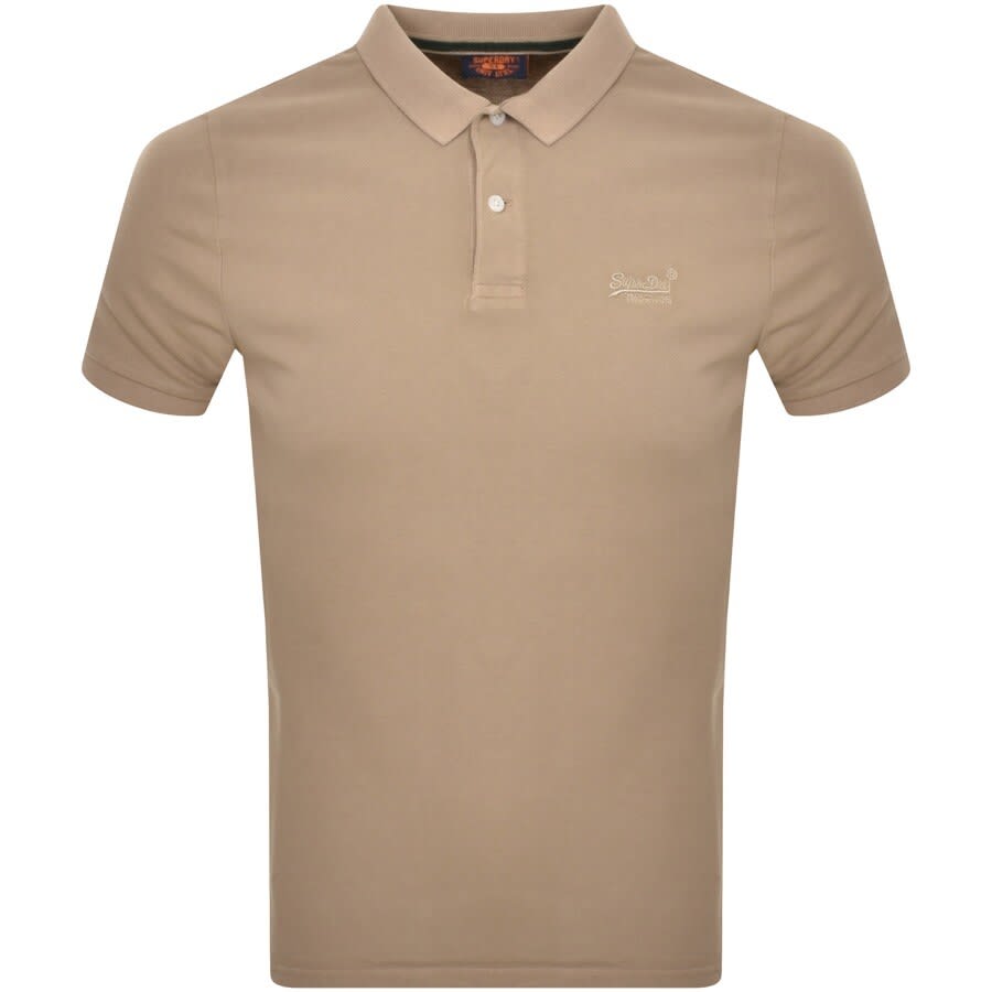 Image number 1 for Superdry Short Sleeved Polo T Shirt Brown