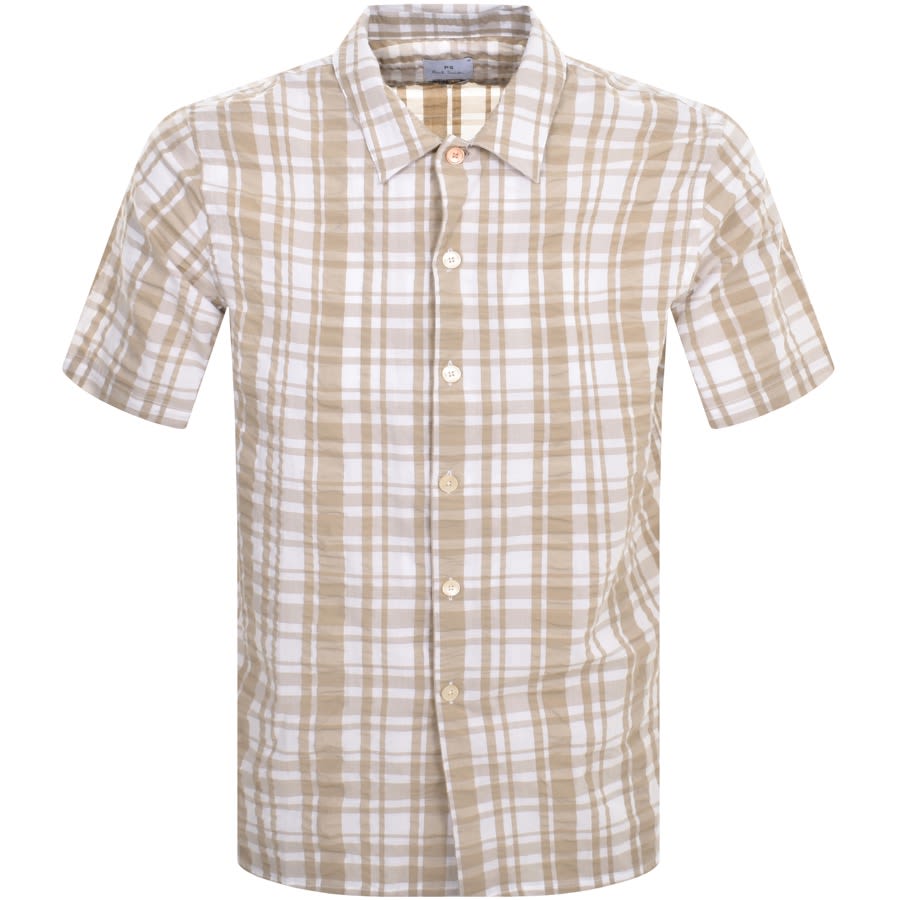 Image number 1 for Paul Smith Casual Fit Short Sleeved Shirt Beige