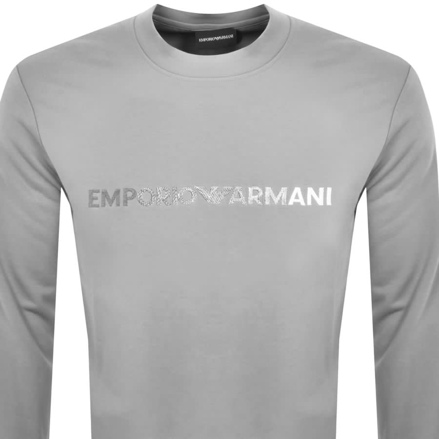Image number 2 for Emporio Armani Crew Neck Logo Sweatshirt Grey