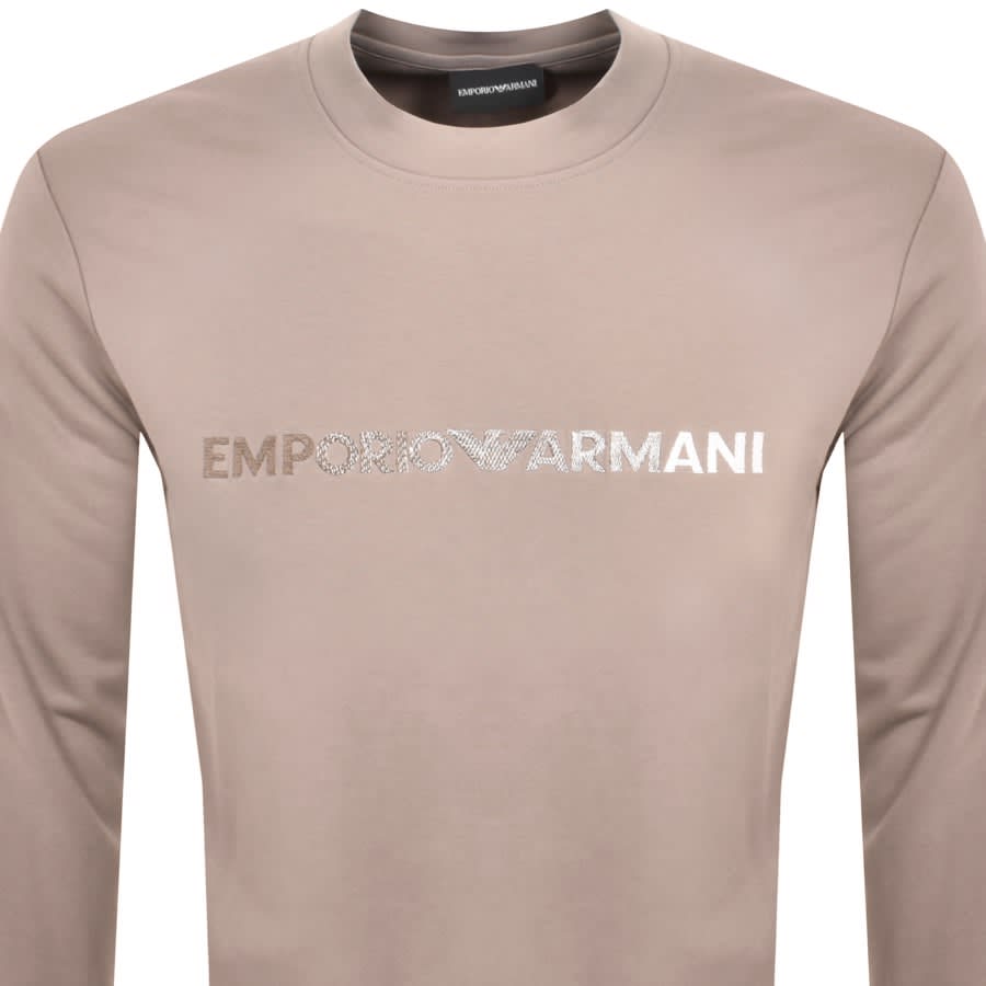 Image number 2 for Emporio Armani Crew Neck Logo Sweatshirt Brown