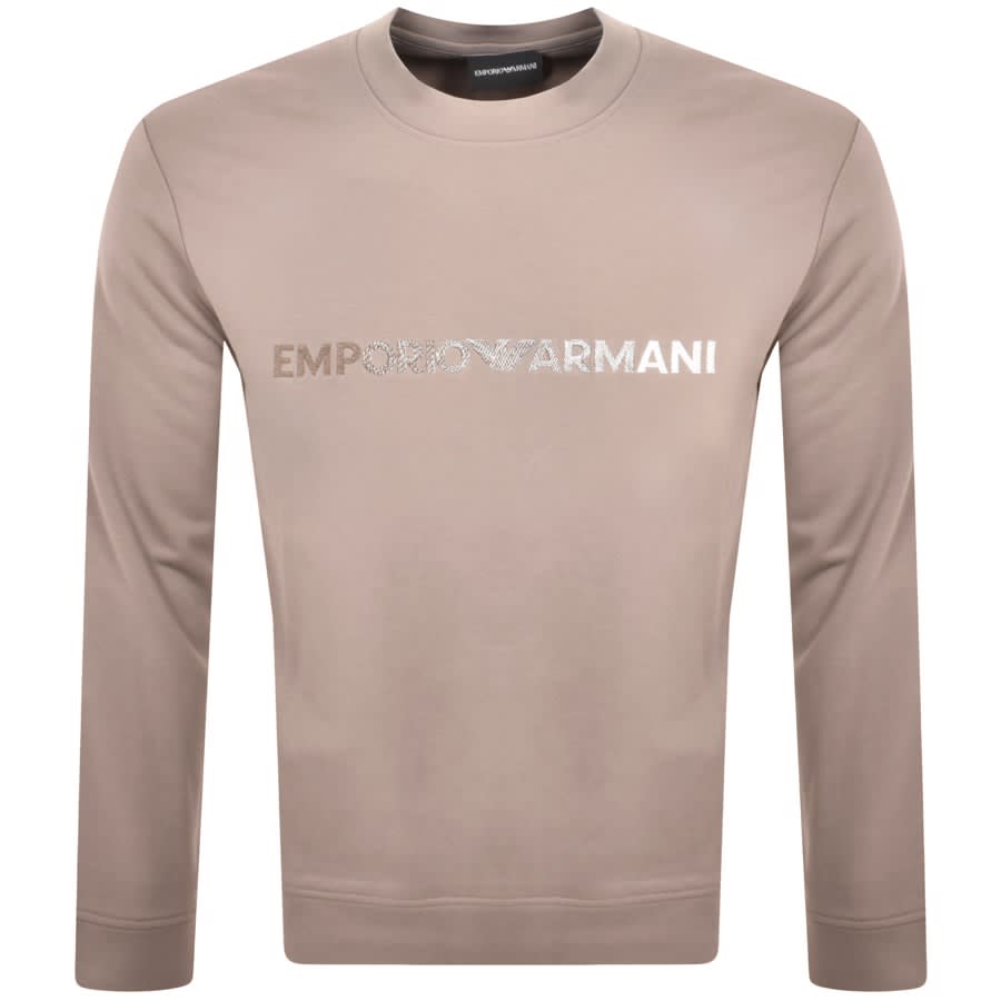 Image number 1 for Emporio Armani Crew Neck Logo Sweatshirt Brown