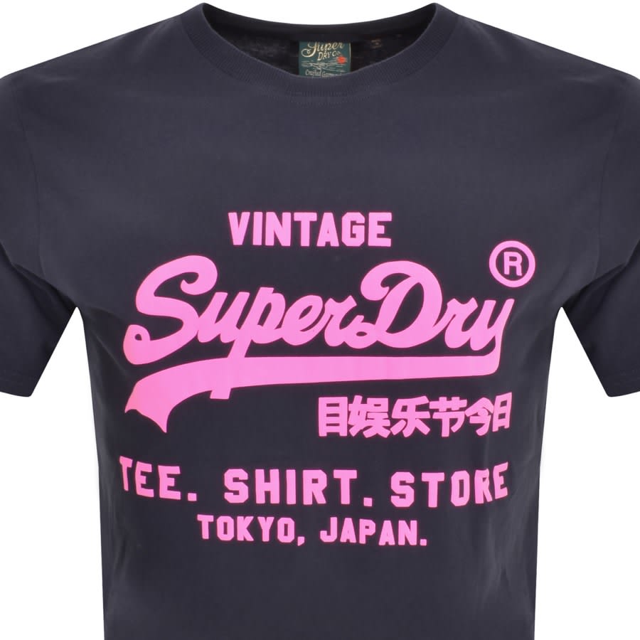 Image number 2 for Superdry Vintage VL T Shirt Navy