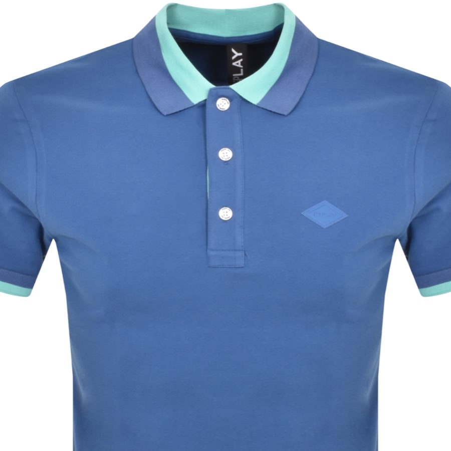 Image number 2 for Replay Short Sleeved Logo Polo T Shirt Blue