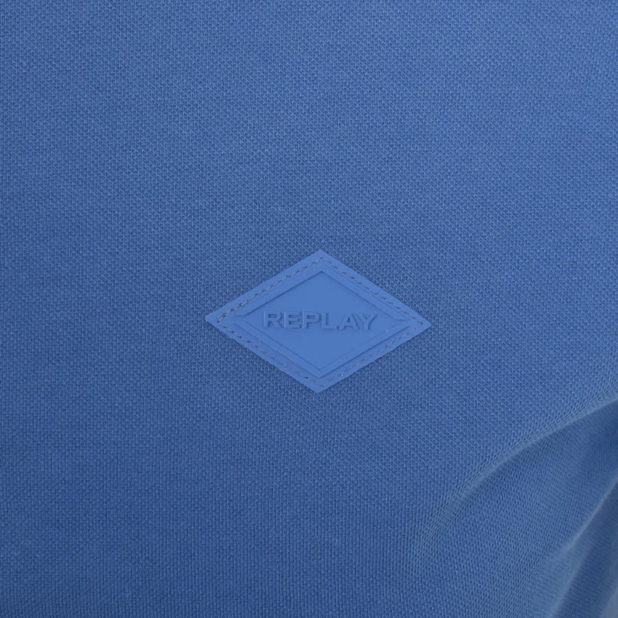 Image number 3 for Replay Short Sleeved Logo Polo T Shirt Blue