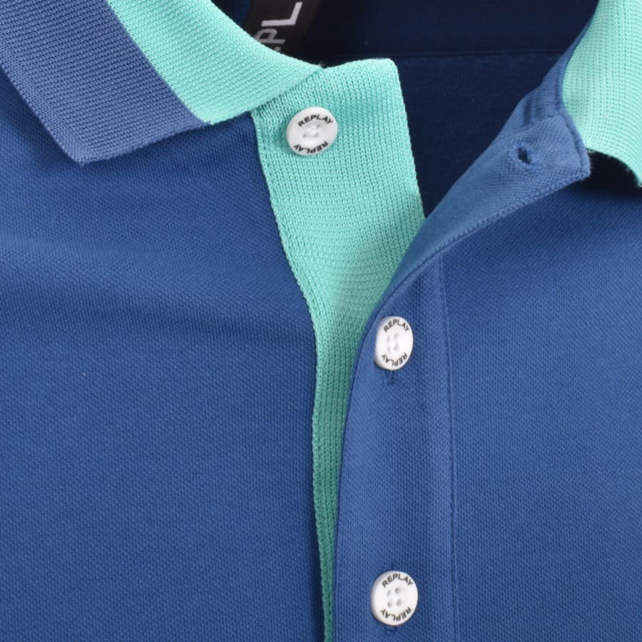 Image number 4 for Replay Short Sleeved Logo Polo T Shirt Blue