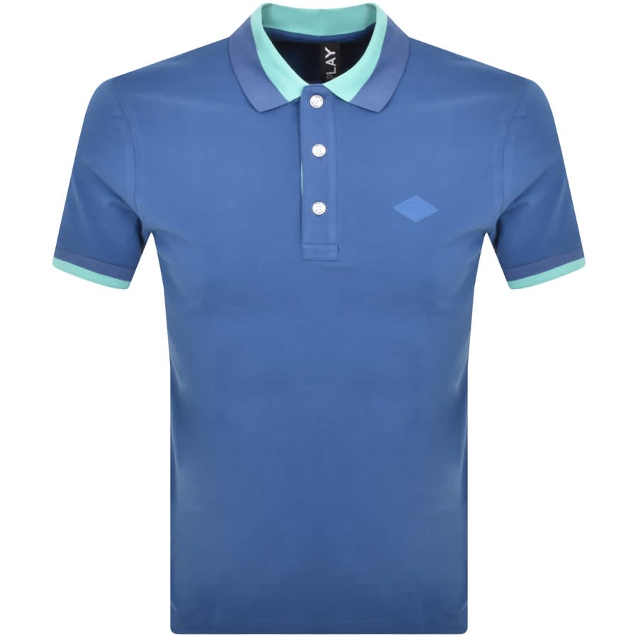 Image number 1 for Replay Short Sleeved Logo Polo T Shirt Blue