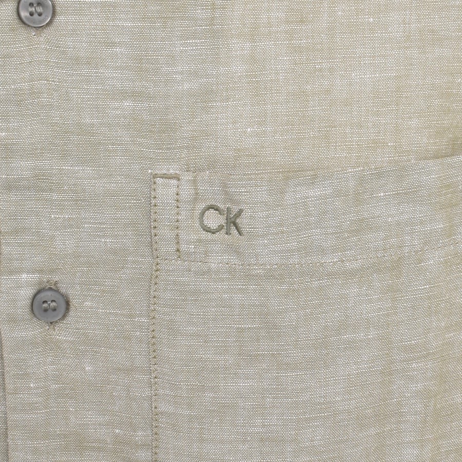 Image number 3 for Calvin Klein Linen Short Sleeve Shirt Green