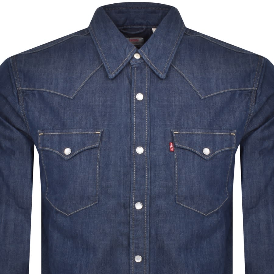 Image number 2 for Levis Barstow Western Long Sleeved Shirt Navy
