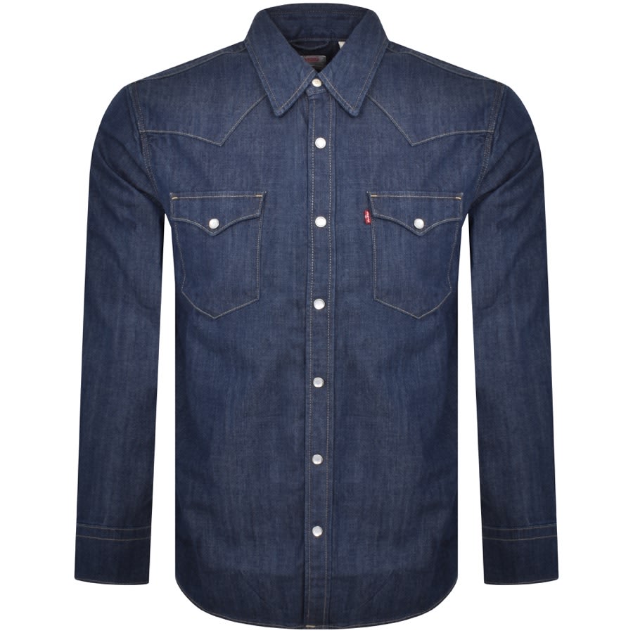 Image number 1 for Levis Barstow Western Long Sleeved Shirt Navy
