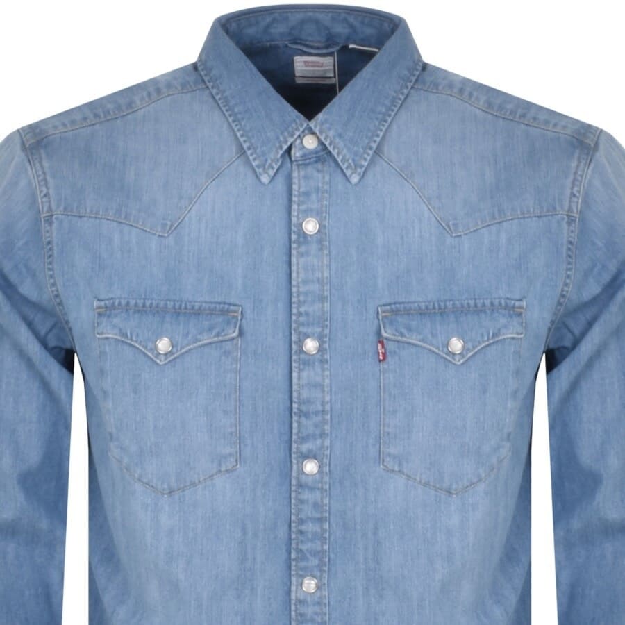Image number 2 for Levis Barstow Denim Long Sleeve Shirt Blue