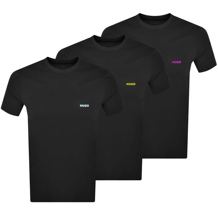 Image number 1 for HUGO 3 Pack Crew Neck T Shirt Black
