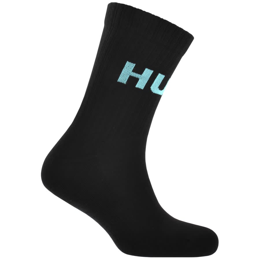 Image number 3 for HUGO 3 Pack Neon Logo Socks Black
