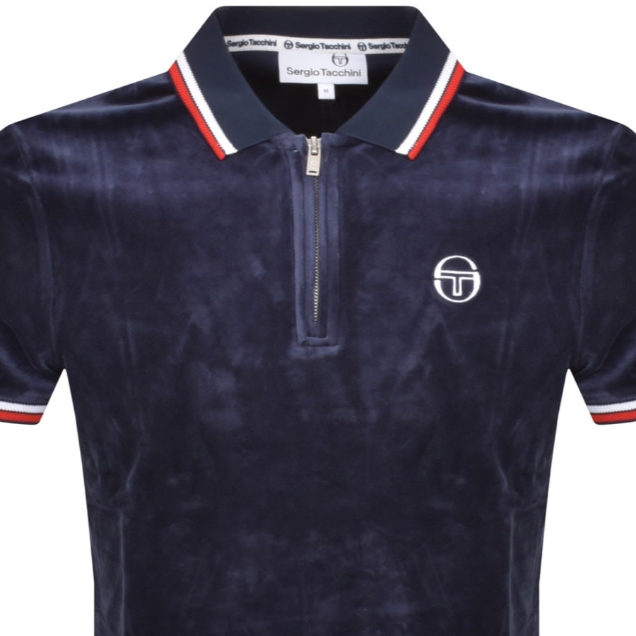 Image number 2 for Sergio Tacchini Primo Velour Polo T Shirt Blue