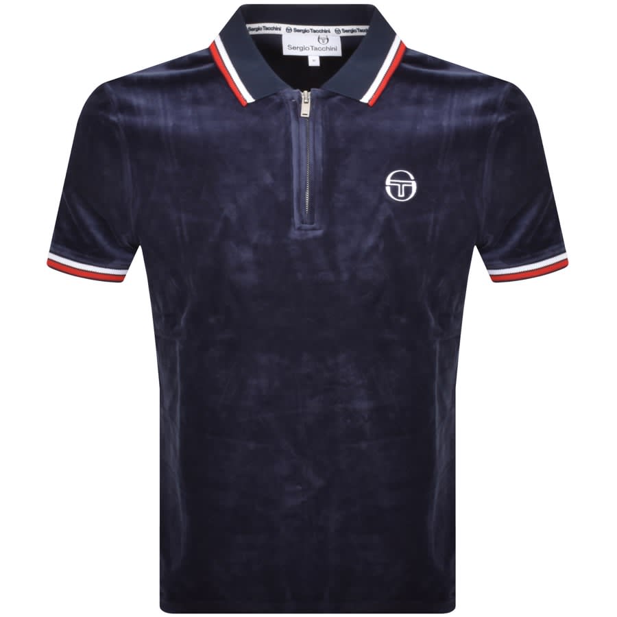 Image number 1 for Sergio Tacchini Primo Velour Polo T Shirt Blue