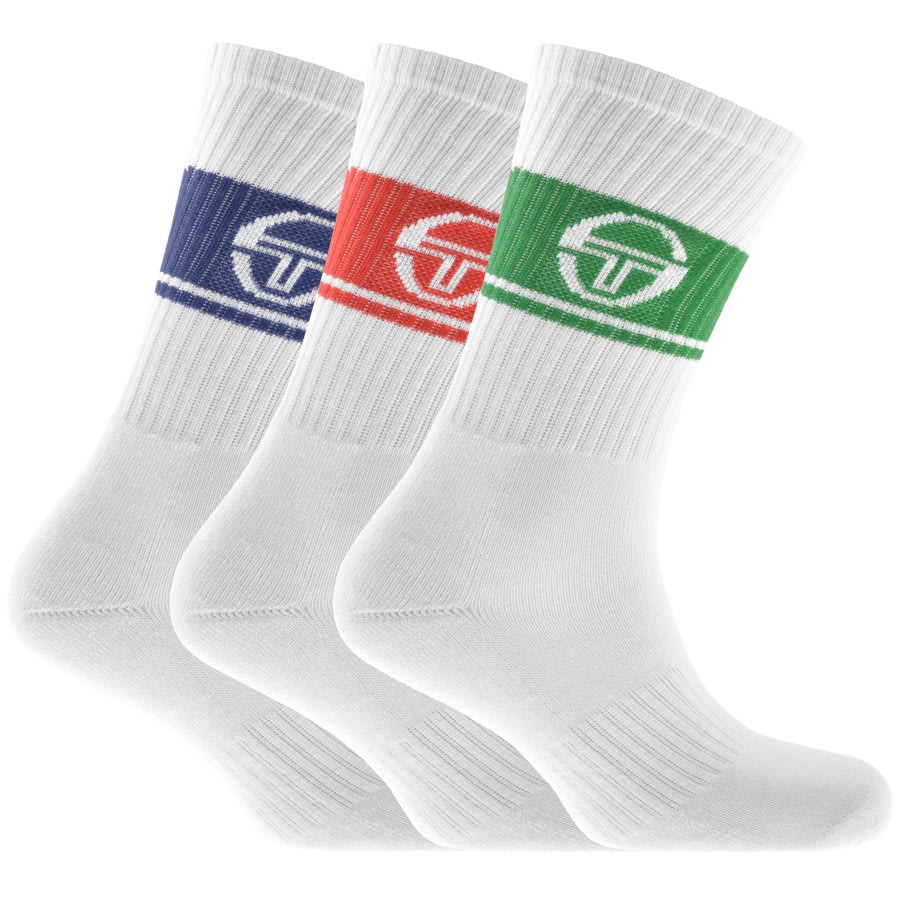 Image number 1 for Sergio Tacchini 3 Pack Logo Socks White